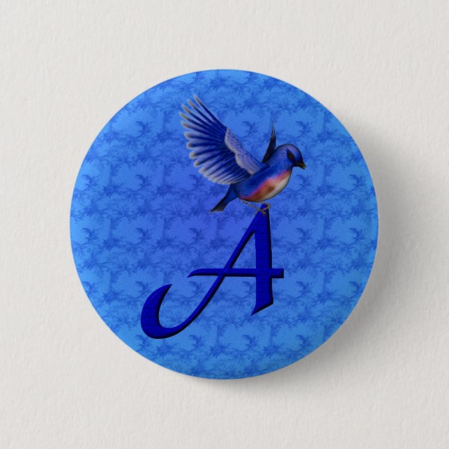 Chapa Redonda De 5 Cm Monograma A inicial de Bluebird (Anverso)