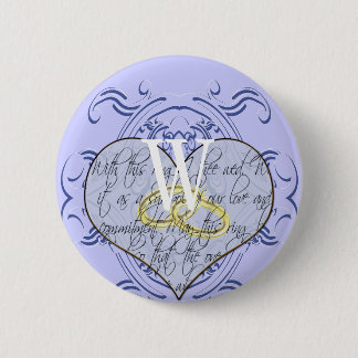 Chapa Redonda De 5 Cm Monograma Boda Vow Heart