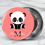 Chapa Redonda De 5 Cm Monograma café panda rosa personalizado<br><div class="desc">El botón de Salmón Personalizado Monograma Cute Sitting Panda incluye un lindo oso panda sobre un fondo rosado salmón. Personalice con su monograma y nombre o editando el texto en los cuadros de texto proporcionados. Diseñado por ©Evco Studio www.zazzle.com/store/evcostudio</div>