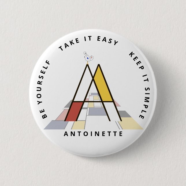 Chapa Redonda De 5 Cm Monograma de arte С el Neoplasticismo apetitoso. L (Anverso)