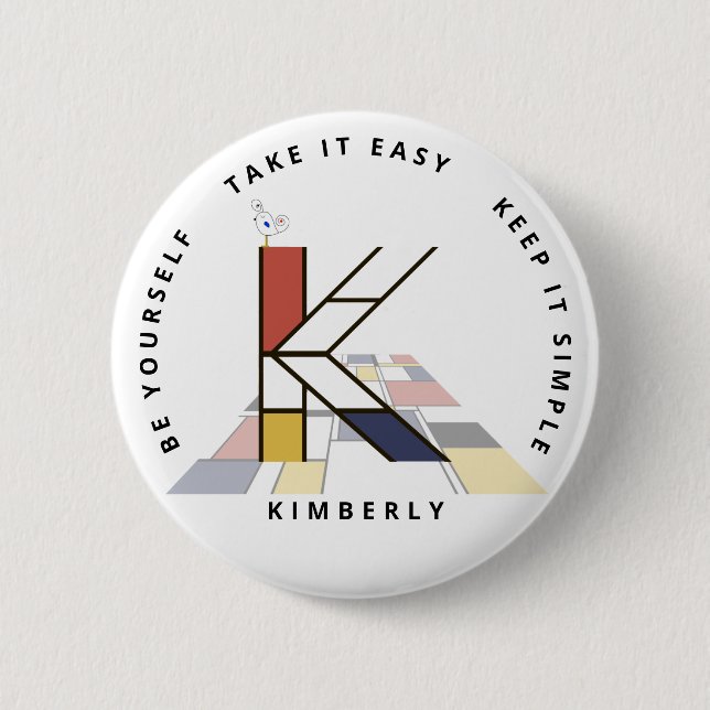 Chapa Redonda De 5 Cm Monograma de arte С el Neoplasticismo apetitoso. L (Anverso)