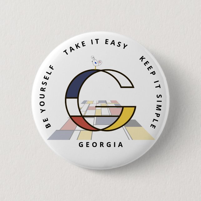 Chapa Redonda De 5 Cm Monograma de arte С el Neoplasticismo apetitoso. L (Anverso)