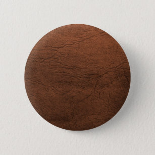 Chapa Redonda De 5 Cm Monograma de la textura del cuero de Brown