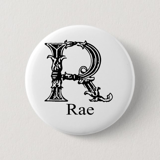 Chapa Redonda De 5 Cm Monograma de lujo: Rae (Anverso)