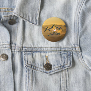 Chapa Redonda De 5 Cm Monograma de montañas personalizables de amanecer