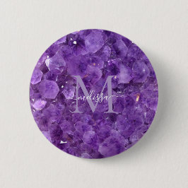 Chapa Redonda De 5 Cm Monograma de nombre personalizado con piedra de na