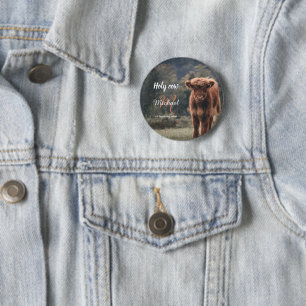 Chapa Redonda De 5 Cm Monograma de ternera bovina de la región montañesa