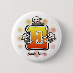 Chapa Redonda De 5 Cm Monograma E Mono de media