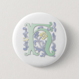 Chapa Redonda De 5 Cm Monograma Fleur-de-lis H