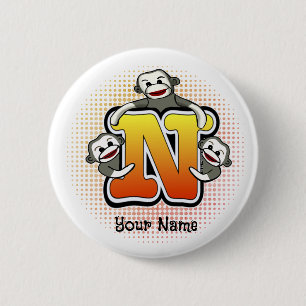 Chapa Redonda De 5 Cm Monograma N Mono de media