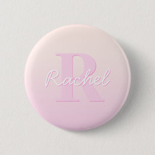 Chapa Redonda De 5 Cm Monograma personalizable lindo   Ombre rosa y melo