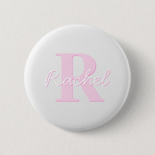 Chapa Redonda De 5 Cm Monograma personalizable lindo Rosa ombré y gris