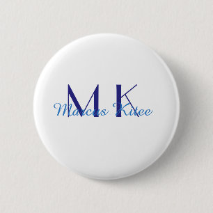 Chapa Redonda De 5 Cm monograma simple minimalista nombre personalizado