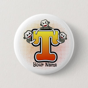 Chapa Redonda De 5 Cm Monograma T Mono de acoplamiento