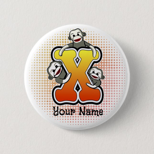 Chapa Redonda De 5 Cm Monograma X Mono de acoplamiento (Anverso)