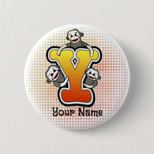 Chapa Redonda De 5 Cm Monograma Y Mono de media