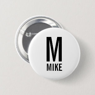 Chapa Redonda De 5 Cm Monograma y nombre personalizados modernos