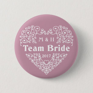 Chapa Redonda De 5 Cm Monogramas de personalizado de novias en equipo y 
