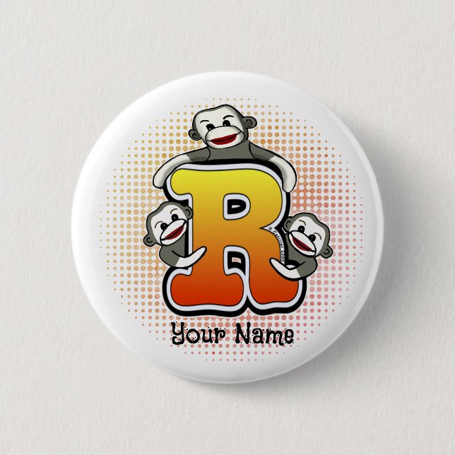 Chapa Redonda De 5 Cm MonoR Sock Monkey   (Anverso)