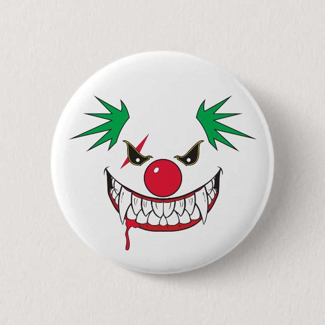 Chapa Redonda De 5 Cm Monster Grin Clown Face Button (Anverso)