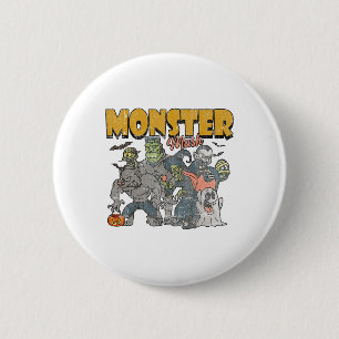Chapa Redonda De 5 Cm Monster Mash Vintage Ghost Halloween Funny