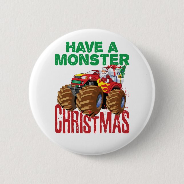 Chapa Redonda De 5 Cm Monster Navidades de camiones Santa Claus Niños ni (Anverso)
