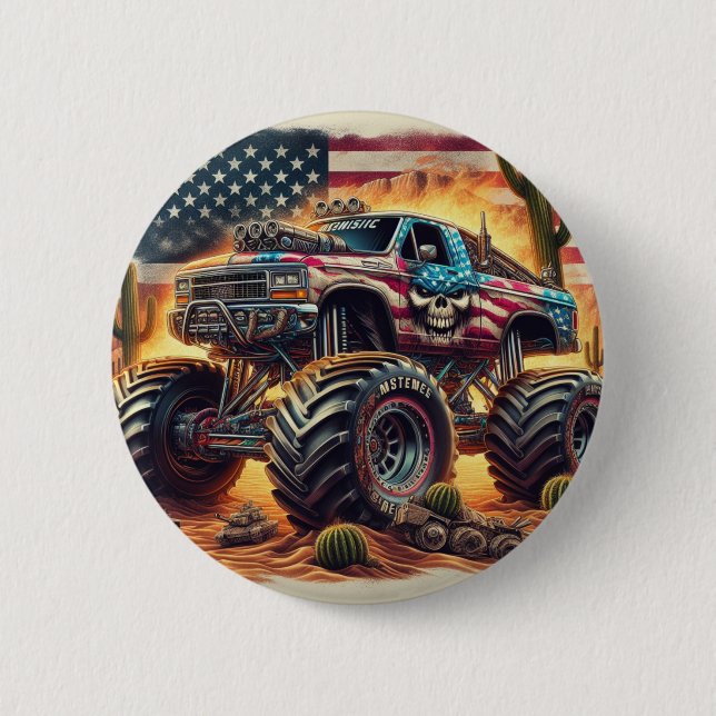 CHAPA REDONDA DE 5 CM MONSTER TRUCK BADGE (Anverso)