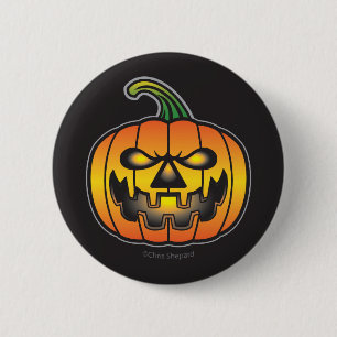 Chapa Redonda De 5 Cm Monstruo de calabaza de Halloween de risa aterrado