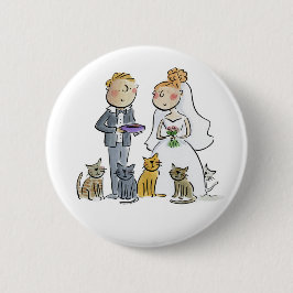 Chapa Redonda De 5 Cm Monstruo de papel de la pareja de gatos boda