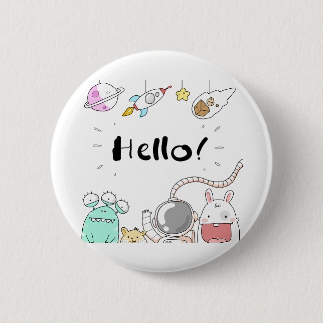 Chapa Redonda De 5 Cm Monstruo del cohete astronauta de juguetes planeta (Anverso)