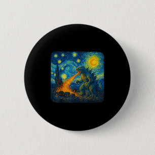 Chapa Redonda De 5 Cm Monstruo japonés Kaiju Starry Night Van Gogh Regal