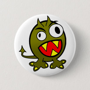 Chapa Redonda De 5 Cm Monstruo verde enojado