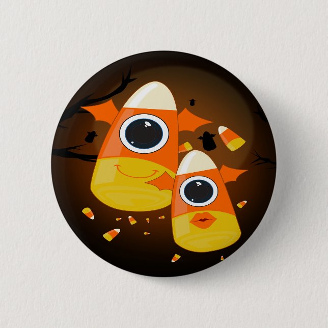Chapa Redonda De 5 Cm Monstruos de Candy Corn (Anverso)