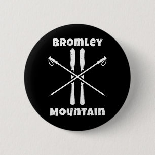 Chapa Redonda De 5 Cm Montaña Bromley Vermont Esquiador Esquiando Esquís
