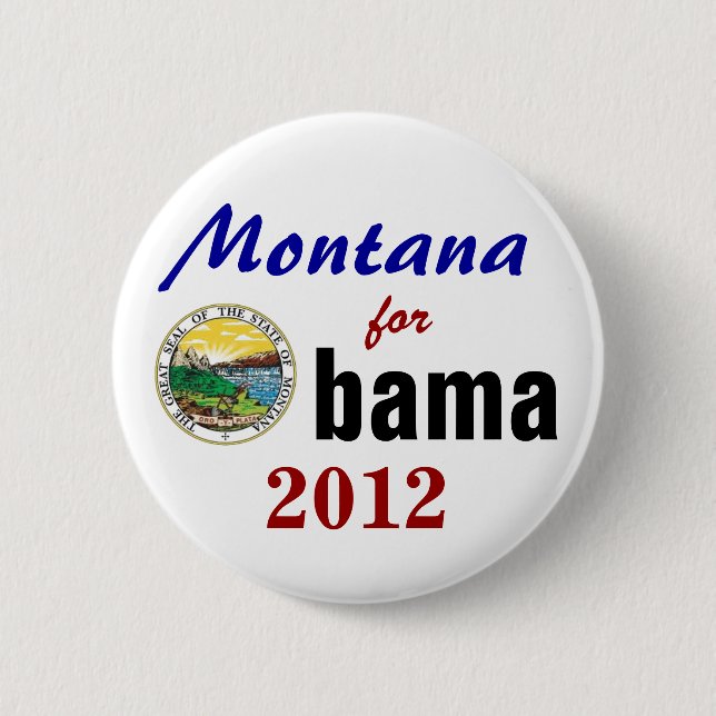 Chapa Redonda De 5 Cm Montana para Obama 2012 (Anverso)