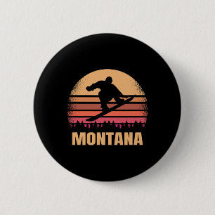 Chapa Redonda De 5 Cm Montana Snowboard Vintage Snow Boarder Retro 70