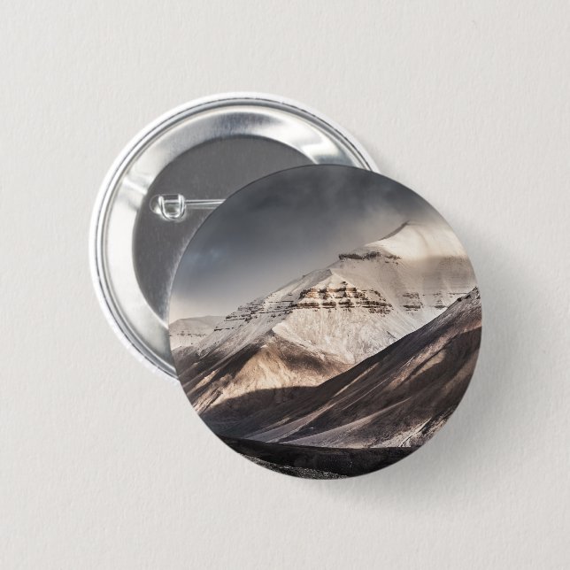 Chapa Redonda De 5 Cm Montaña Svalbard (Anverso y reverso)