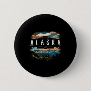 Chapa Redonda De 5 Cm Montañas de Alaska EE. UU. Senderismo al aire libr