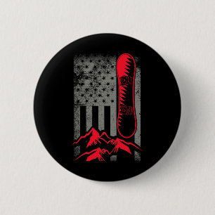 Chapa Redonda De 5 Cm Montañas de snowboard Bandera Americana Deportes d
