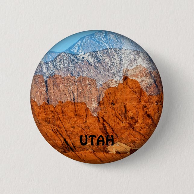 Chapa Redonda De 5 Cm Montañas de Utah (Anverso)