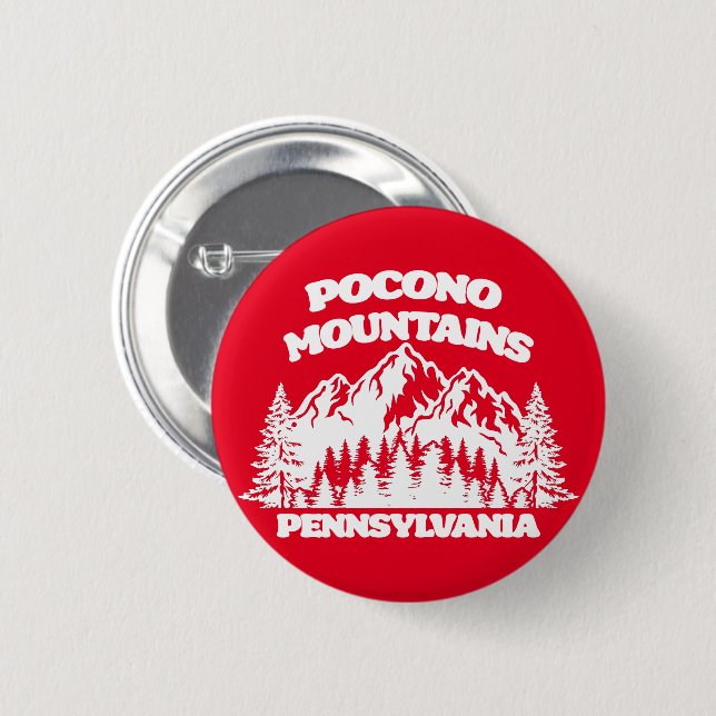 Chapa Redonda De 5 Cm Montañas Pocono Pensilvania (Anverso y reverso)