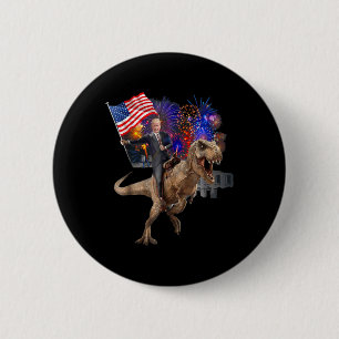 Chapa Redonda De 5 Cm Montando un dinosaurio T-rex Suppor Trump 2020