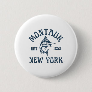 Chapa Redonda De 5 Cm Montauk Nueva York Pesca Marlin Viaje Pescado Play