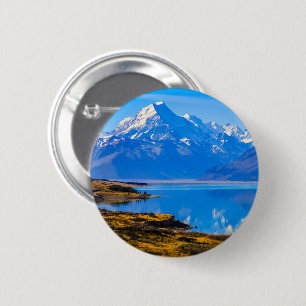 Chapa Redonda De 5 Cm Monte Cook con vistas al lago Pukaki, NZ