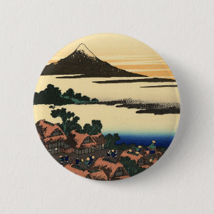 Chapa Redonda De 5 Cm Monte Fuji Japón Atardecer