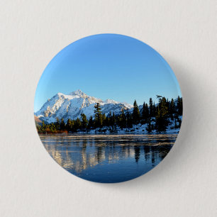 Chapa Redonda De 5 Cm Monte Shuksan con Picture Lake
