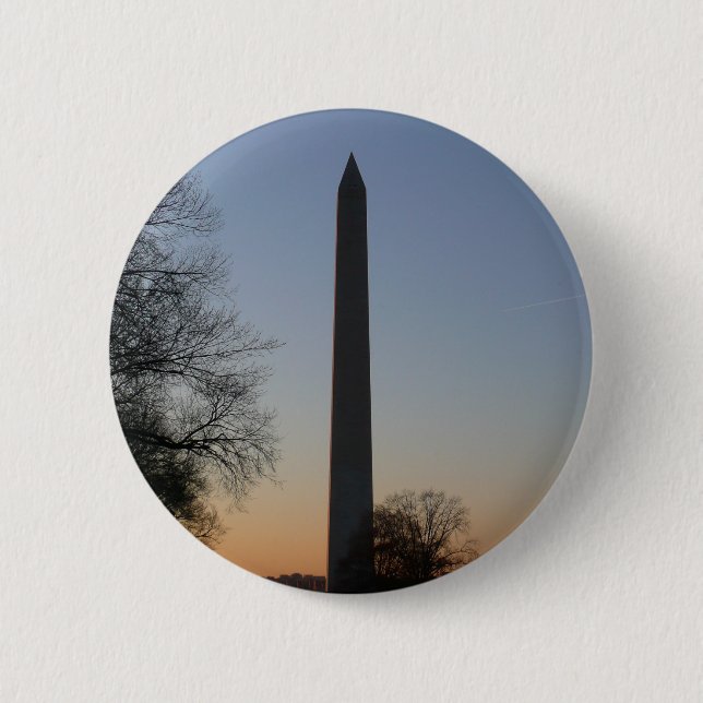 Chapa Redonda De 5 Cm Monumento a Washington al atardecer (Anverso)