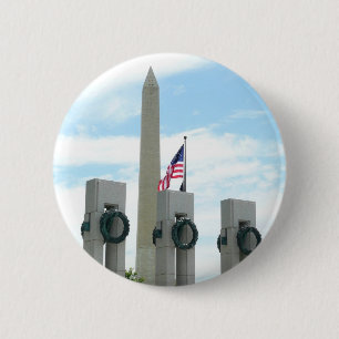Chapa Redonda De 5 Cm Monumento a Washington y Memorial de la Segunda Gu