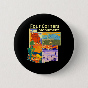 Chapa Redonda De 5 Cm Monumento Vintage Four Corners Con Parques Naciona