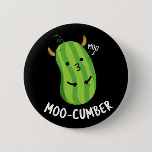 Chapa Redonda De 5 Cm Moo-cumber Funny Veggie Cucumber Pun Dark BG